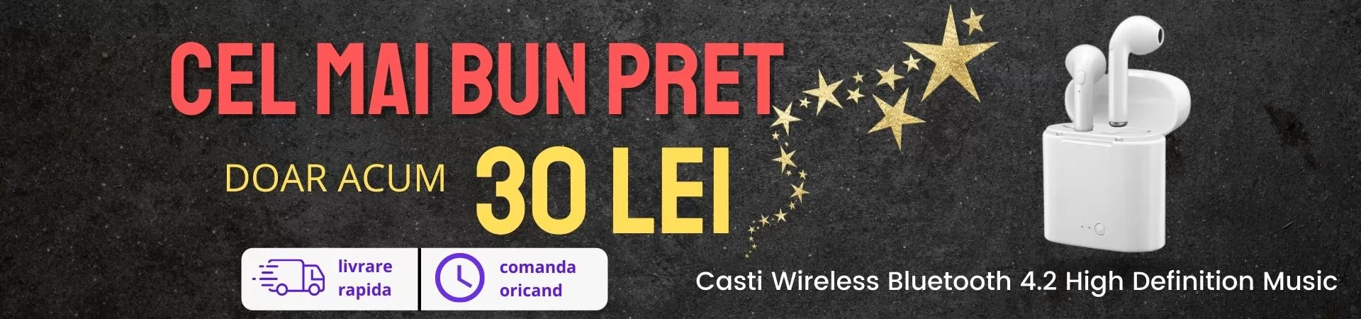 Casti Wireless Bluetooth 4.2 High Definition Music