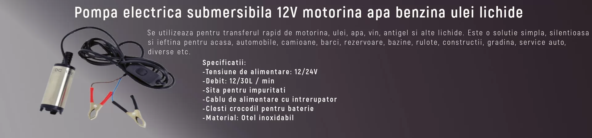Pompa electrica submersibila 12V motorina apa