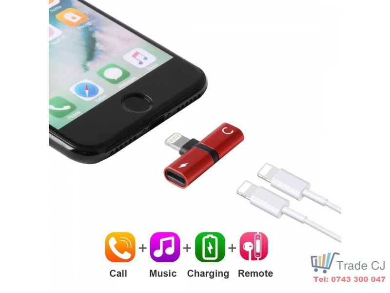Adaptor Lightning 2 in 1 Apple Iphone pentru casti si incarcator
