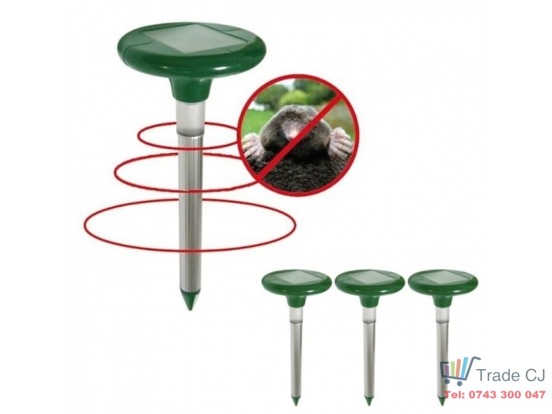Solar-Powered Ultrasonic Mole Repeller for Garden with Aluminum Stake