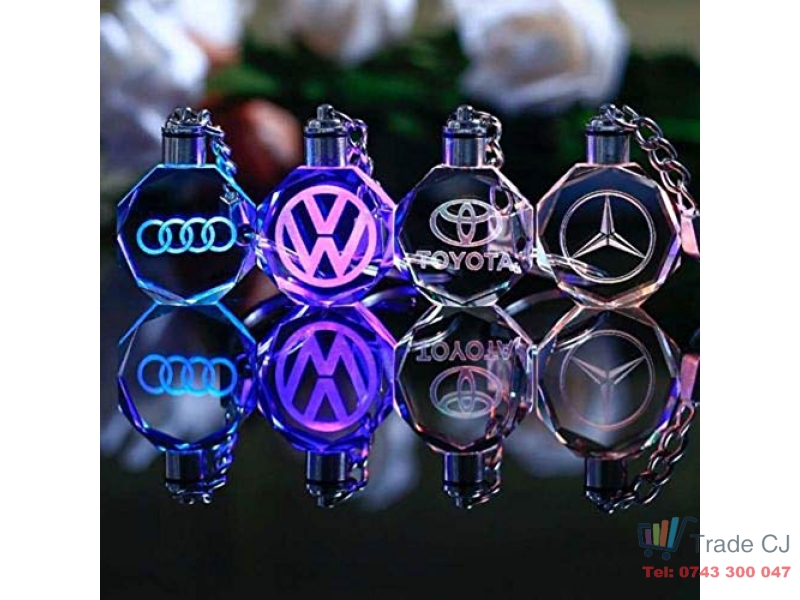 6-color led multicar key glass keyring