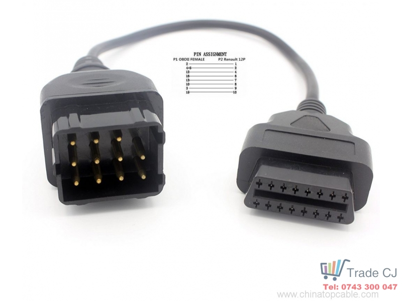 12-pin OBD2 adapter cable for Renault
