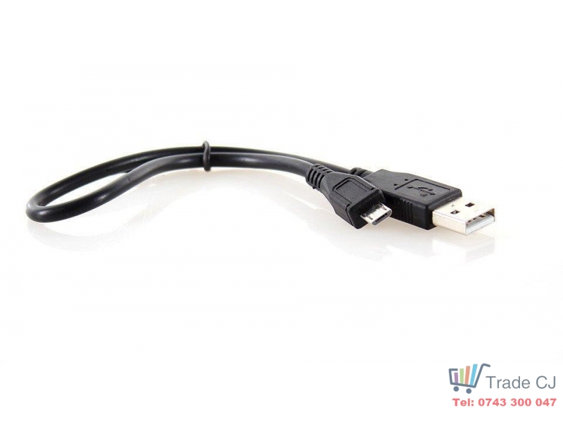 Cablu de date USB - Micro USB, 25cm, Negru