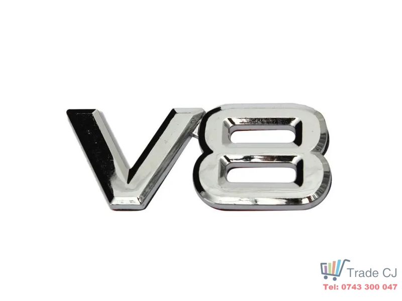 Emblema ABS V8 Argintie Pentru Portbagaj