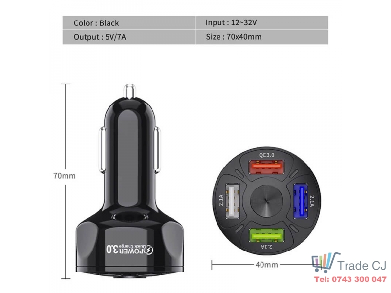 Incarcator universal masina Auto 4 porturi bricheta USB QC Fastcharge