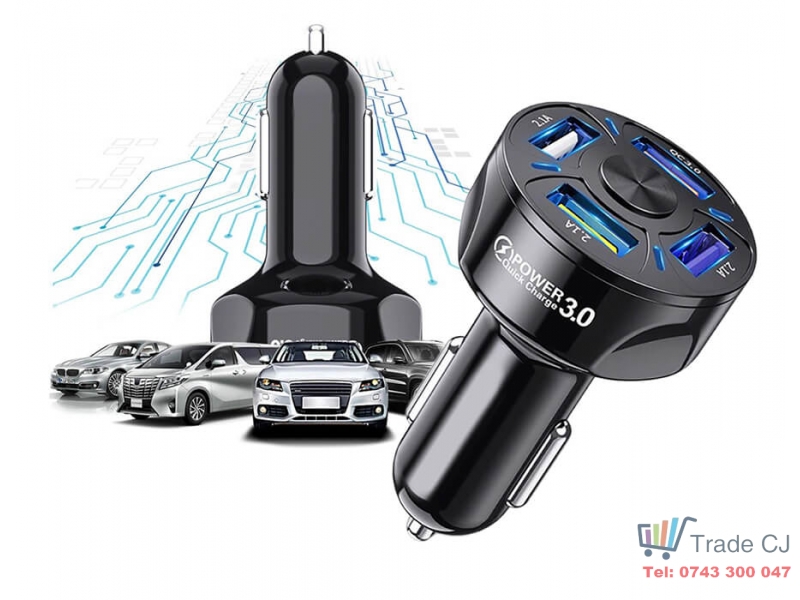 Incarcator universal masina Auto 4 porturi bricheta USB QC Fastcharge