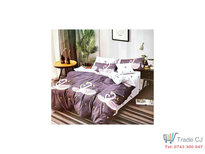 Lenjerie Pat Dublu Finet – 6 Piese, Cearceaf cu Elastic 230x250cm, Model Lebada