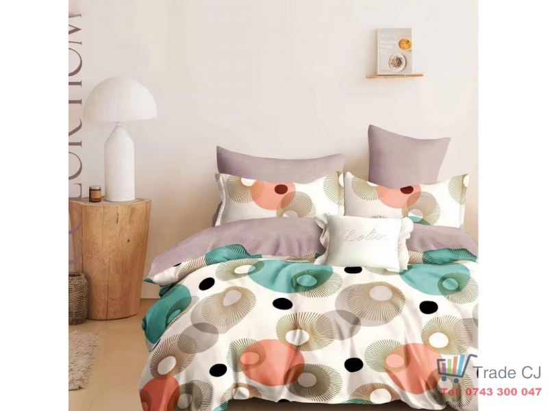 Lenjerie Pat Dublu Finet – 6 Piese, Cearceaf cu Elastic 230x250cm, Model Lino Cerc