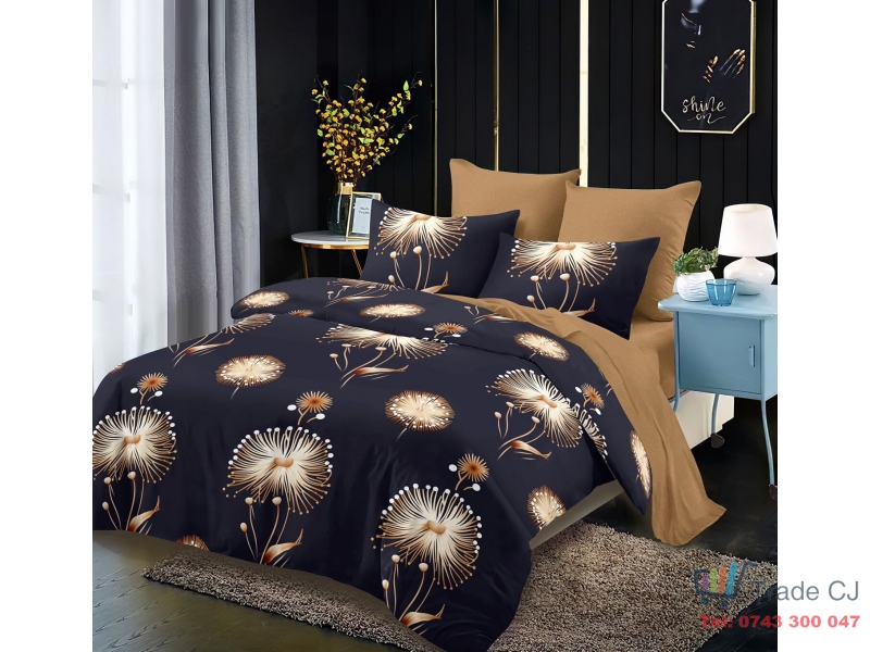 Lenjerie Pat Dublu Finet – 6 Piese, Cearceaf cu Elastic 230x250cm, Model Papadie