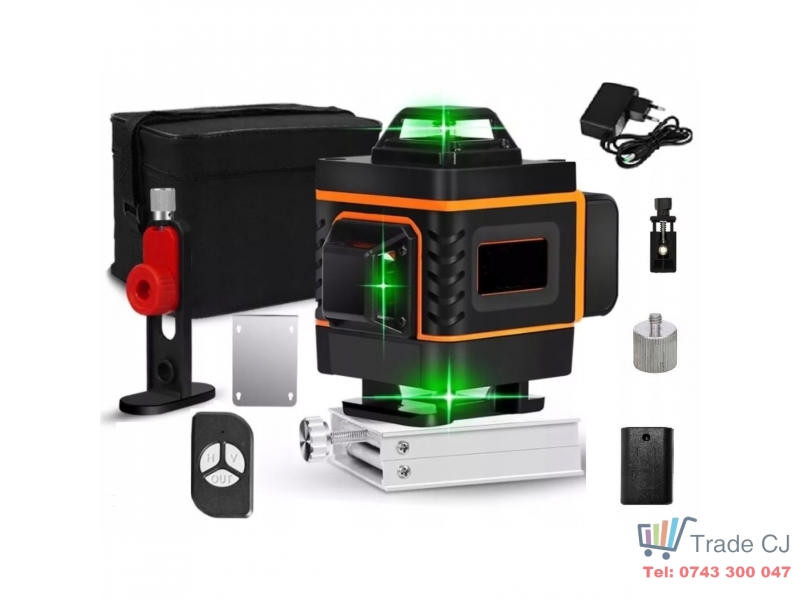 16-Line Laser Level with Green Diode and Included Accessories