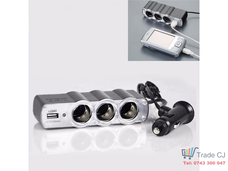 Priza Auto Tripla + USB Pentru Bricheta