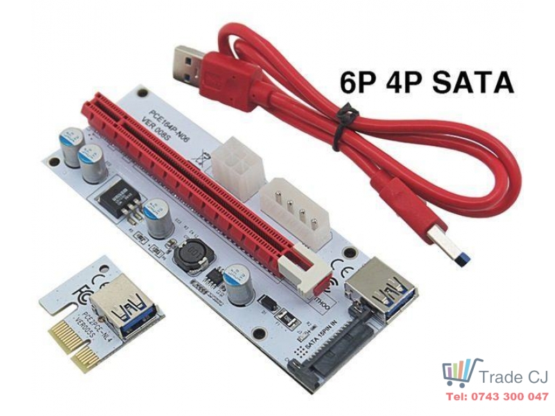 PCI Express E 1X to 16X Riser Card + USB 3.0 60cm