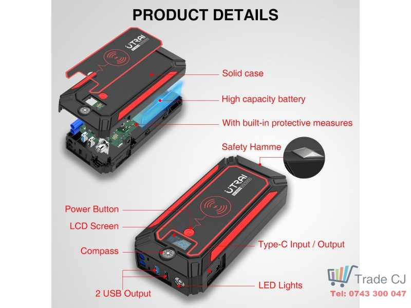 Starter auto multifunctional UTRAI JSTAR 4 ,incarcare wireless, 2500A