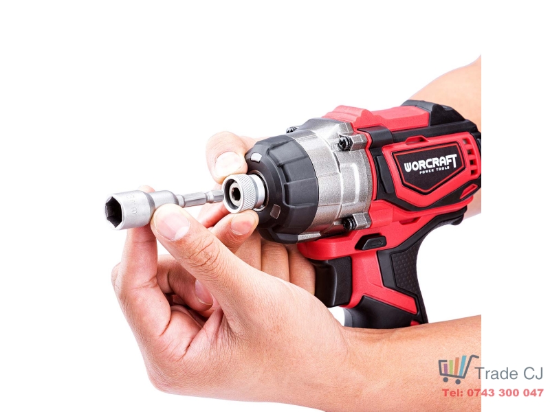 Masina insurubat cu impact Worcraft 190Nm pe acumulator 20 V 4Ah, fara perii , adaptor 1 4 hex