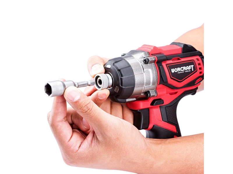 Masina insurubat cu impact Worcraft 190Nm pe acumulator 20 V 4Ah, fara perii , adaptor 1 4 hex
