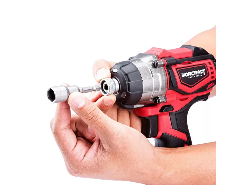 Masina insurubat cu impact Worcraft 190Nm pe acumulator 20 V 4Ah, fara perii , adaptor 1 4 hex