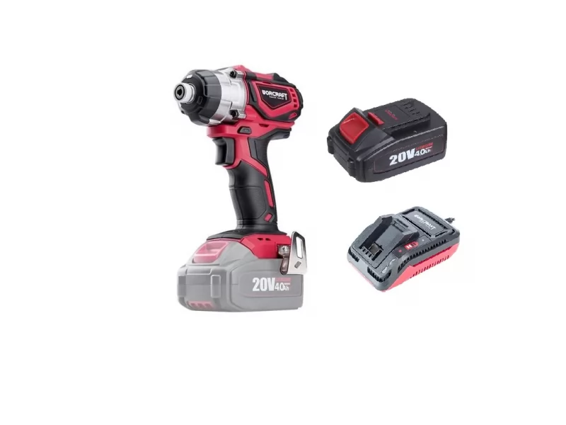 Masina insurubat cu impact Worcraft 190Nm pe acumulator 20 V 4Ah, fara perii , adaptor 1 4 hex