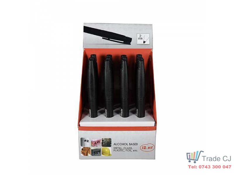 Set 12 marker permanent Strend Pro Thin, 2mm, Negru