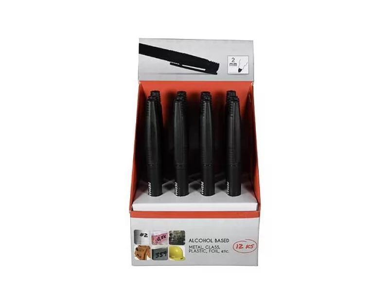 Set 12 marker permanent Strend Pro Thin, 2mm, Negru