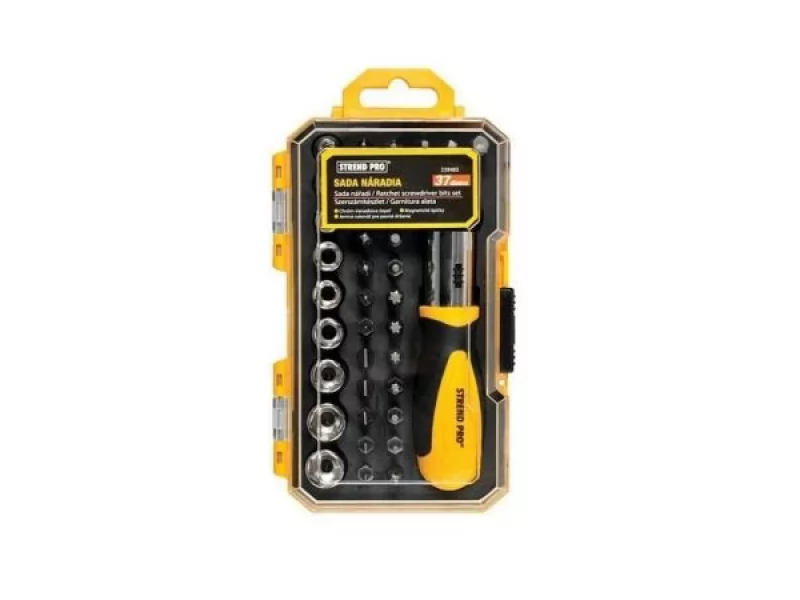 Set varfuri, biti, cap tubular cu surubelnita, 37 buc, 25 mm, Strend Pro