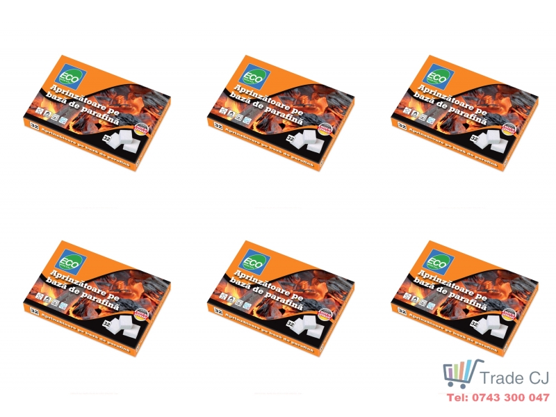 Set 6 cutii pastile pentru aprins focul, 32 bucati cutie, pe baza de parafina