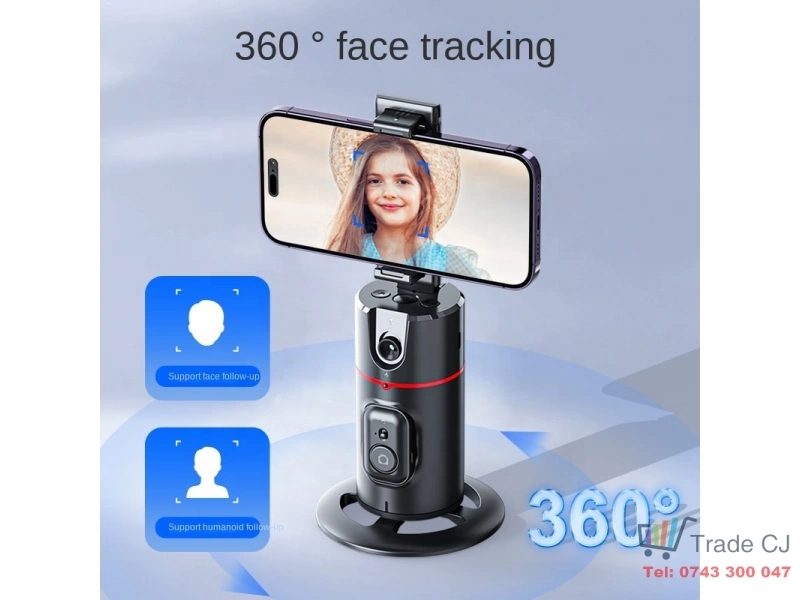 Suport telefon inteligent cu urmarire faciala AI, rotatie 360 , control prin gesturi, telecomanda wireless,gimbal pentru TikTok, live streaming, vlog si video call