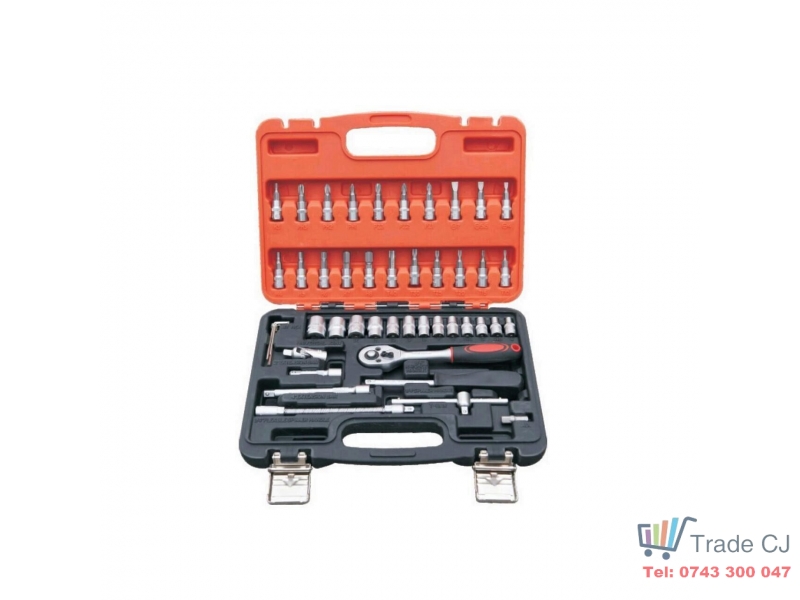 Trusa tubulare Strend Pro Cube 246, 1 4 , 46 piese, Crom-Vanadium
