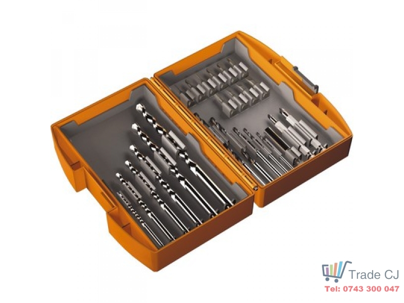 Set 24 accesorii Defort biti, burghie, adaptoare in cutie plastic