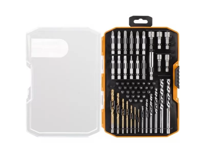 Set 59 accesorii Defort biti,burghie,adaptoare in cutie plastic