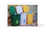 Set 3 cosuri de gunoi pentru reciclare deseuri Strend Pro ECO 3x50 L, verde-galben-alb