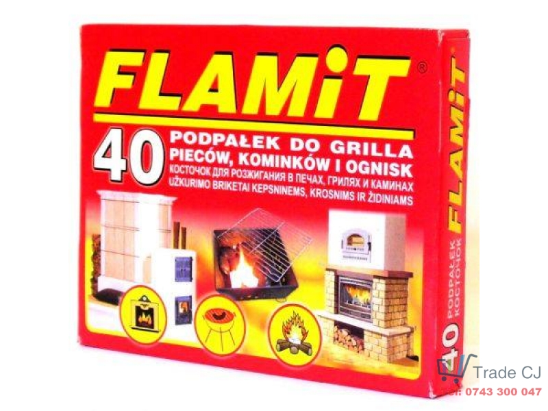 Bax 24 cutii Flamit, carbuni pentru aprinderea focului din cuptoare, seminee sau gratare