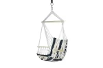 Hamac tip scaun suspendat sgtt, bumbac, 100x50 cm, suporta 150 kg, bara din lemn, pentru gradina, terasa, balcon, camping, albastru alb