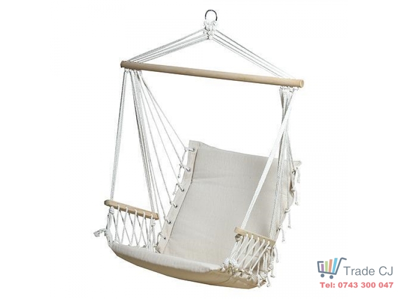 Hamac tip scaun suspendat,SGTT,100x50cm,max 150 kg,bumbac,alb