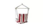 Hamac tip scaun suspendat din bumbac, rosu alb, 100x50 cm, suporta 150 kg, pentru gradina, terasa, balcon si camping