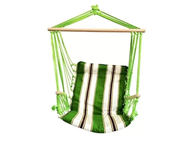 Hamac tip scaun suspendat,SGTT,100x50cm,max 150 kg,bumbac,verde alb