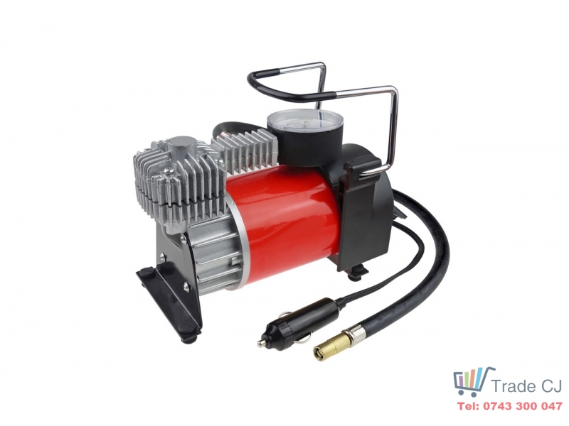 Compresor auto metalic, alimentare 12V cu manometru, accesorii si husa transport
