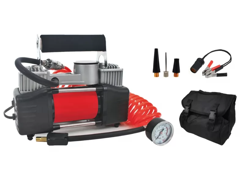 Compresor auto profesional, carcasa metalica, alimentare 12V, 2 cilindri, 60l min