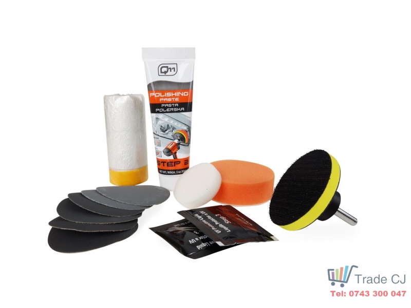Kit polish faruri cu pasta, bureti si discuri abrazive