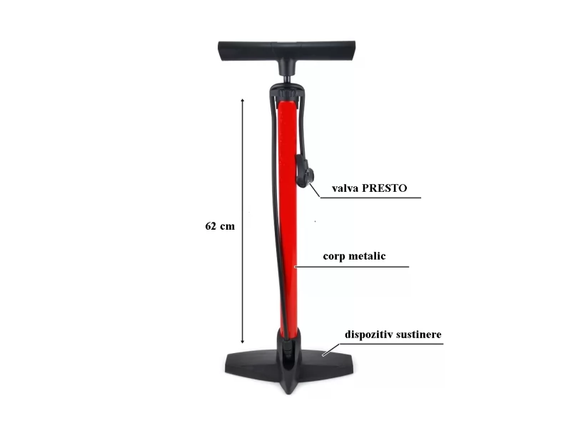 Pompa metalica pentru umflat roti, max 11 bar, lungime furtun 65 cm