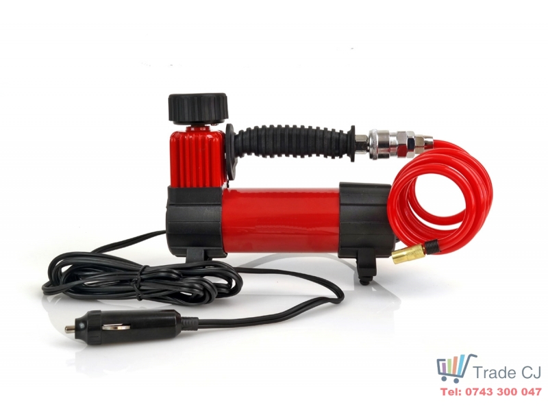 Compresor auto metalic cu maner, alimentare 12V cu manometru , accesorii si husa transport