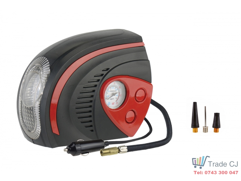 Compresor auto cu lanterna LED, max 7 bar, manometru integrat