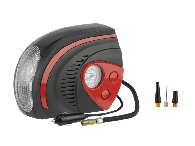 Compresor auto cu lanterna LED, max 7 bar, manometru integrat