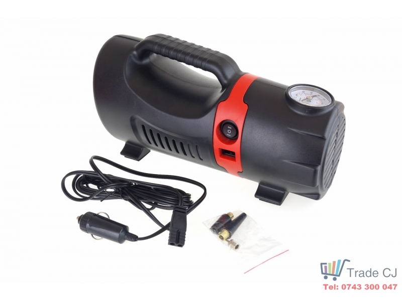 Compresor auto, alimentare 12V 220V.max 10 bar, manometru integrat, accesorii incluse