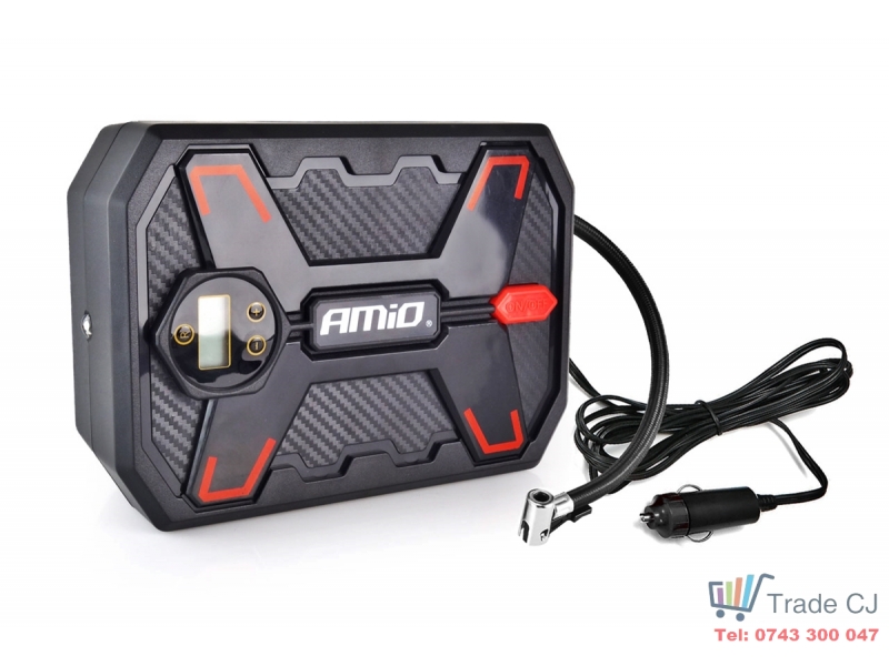 Compresor aer 12V, 10bar, digital cu lanterna cu LED si adaptori 02384 Amio