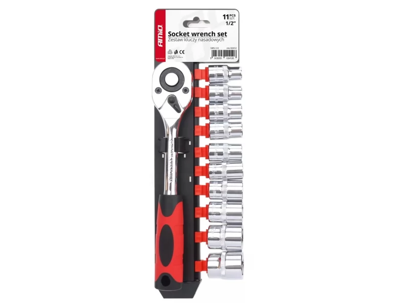 Set 11 piese, cheie cu clichet 1 2, capete chei tubulare,10-24 mm, material chrome-vanadium