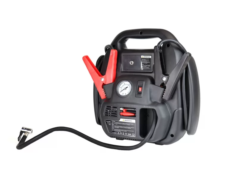 Robot pornire cu 4 functii, max 900 A, jumpstarter, powerbank, compresor si lanterna