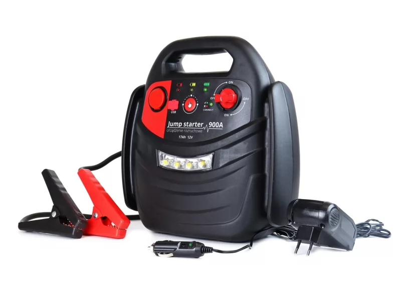Robot pornire cu 4 functii, max 900 A, jumpstarter, powerbank, compresor si lanterna