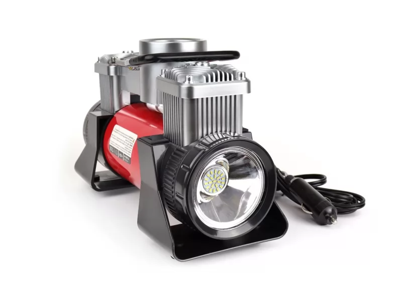 Compresor auto profesional, 2 cilindri, alimentare 12V, 60l min in cutie transport plastic