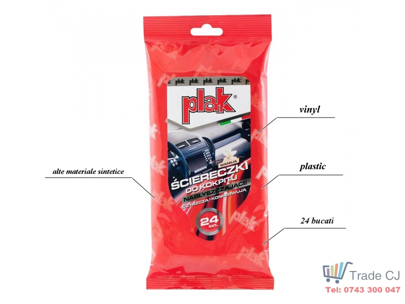 Servetele umede pentru bord, vinil si materiale plastice Vanilla, 24 buc