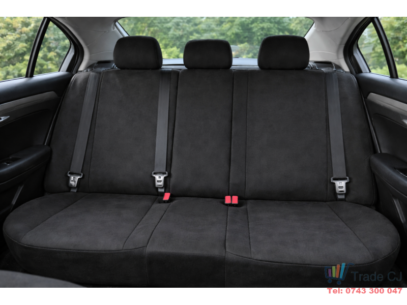 Set complet huse auto universale pentru scaune fata si spate, 9 piese cu tetiere incluse, design matlasat negru si rosu, material rezistent la uzura si murdarie, compatibile cu scaune cu airbag latera